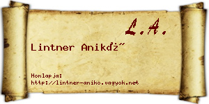 Lintner Anikó névjegykártya